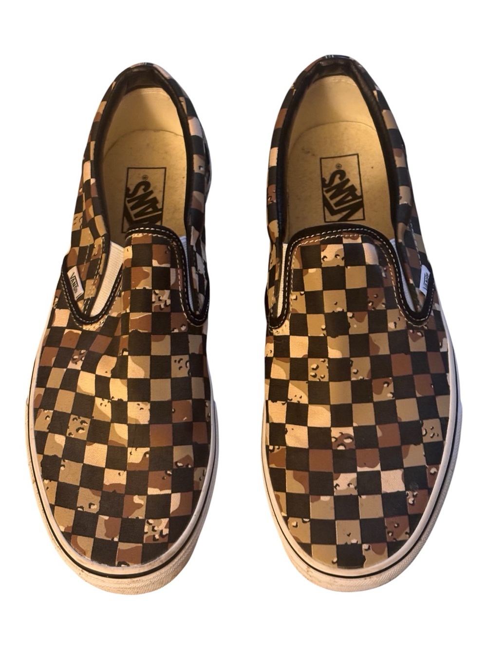 Vans Slip-On Camo Desert Checkerboard Sneakers - Size 11 like new